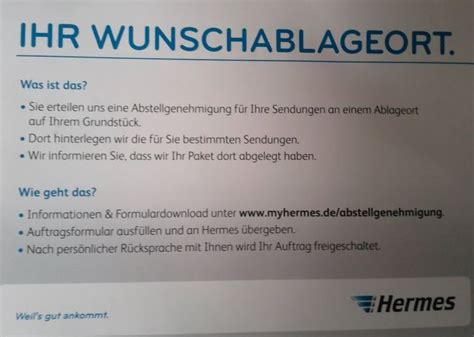 hermes versand einmalige abstellgenehmigung|wunschablageort Hermes.